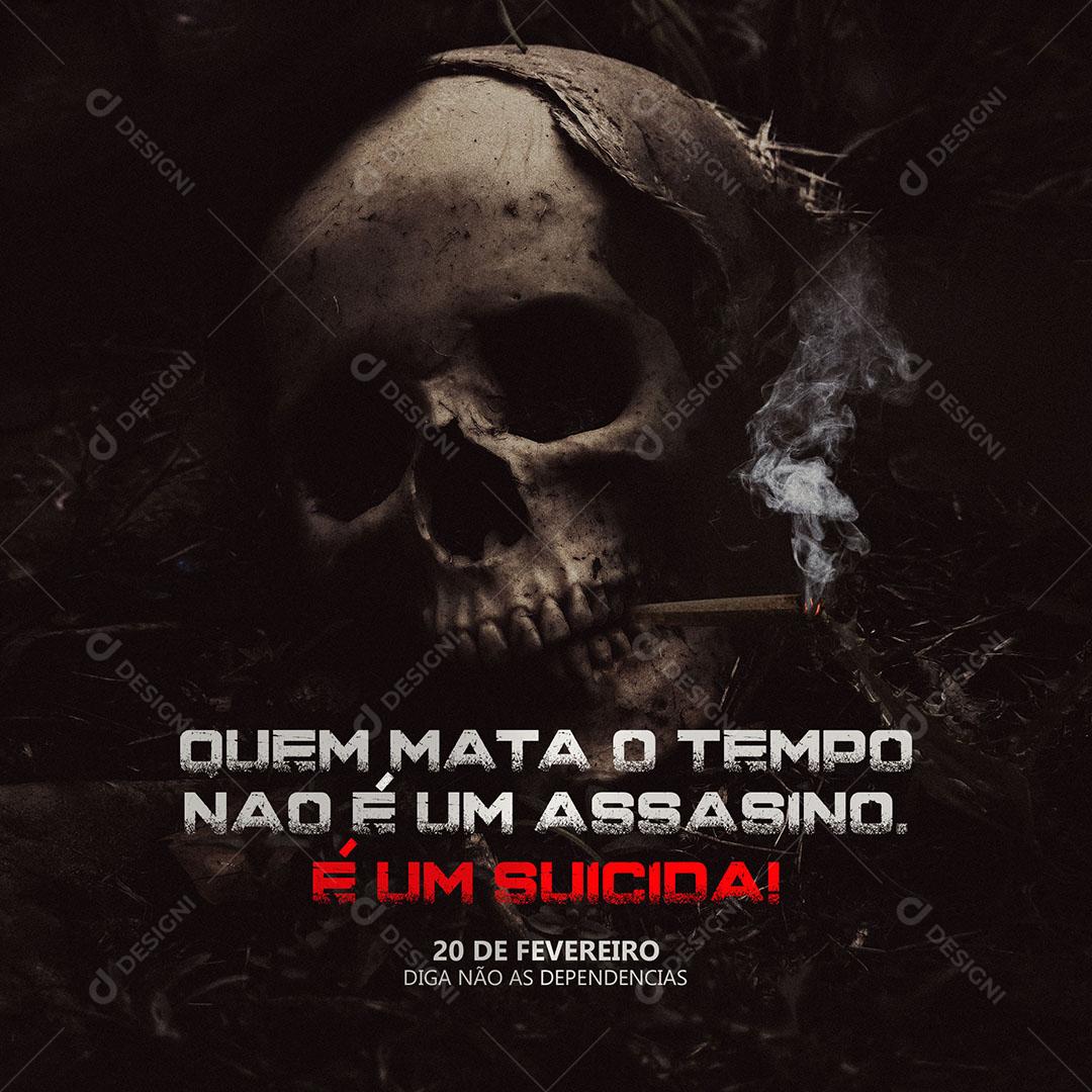 Diga não à Dependência Alcoolismo Drogas Social Media PSD Editável