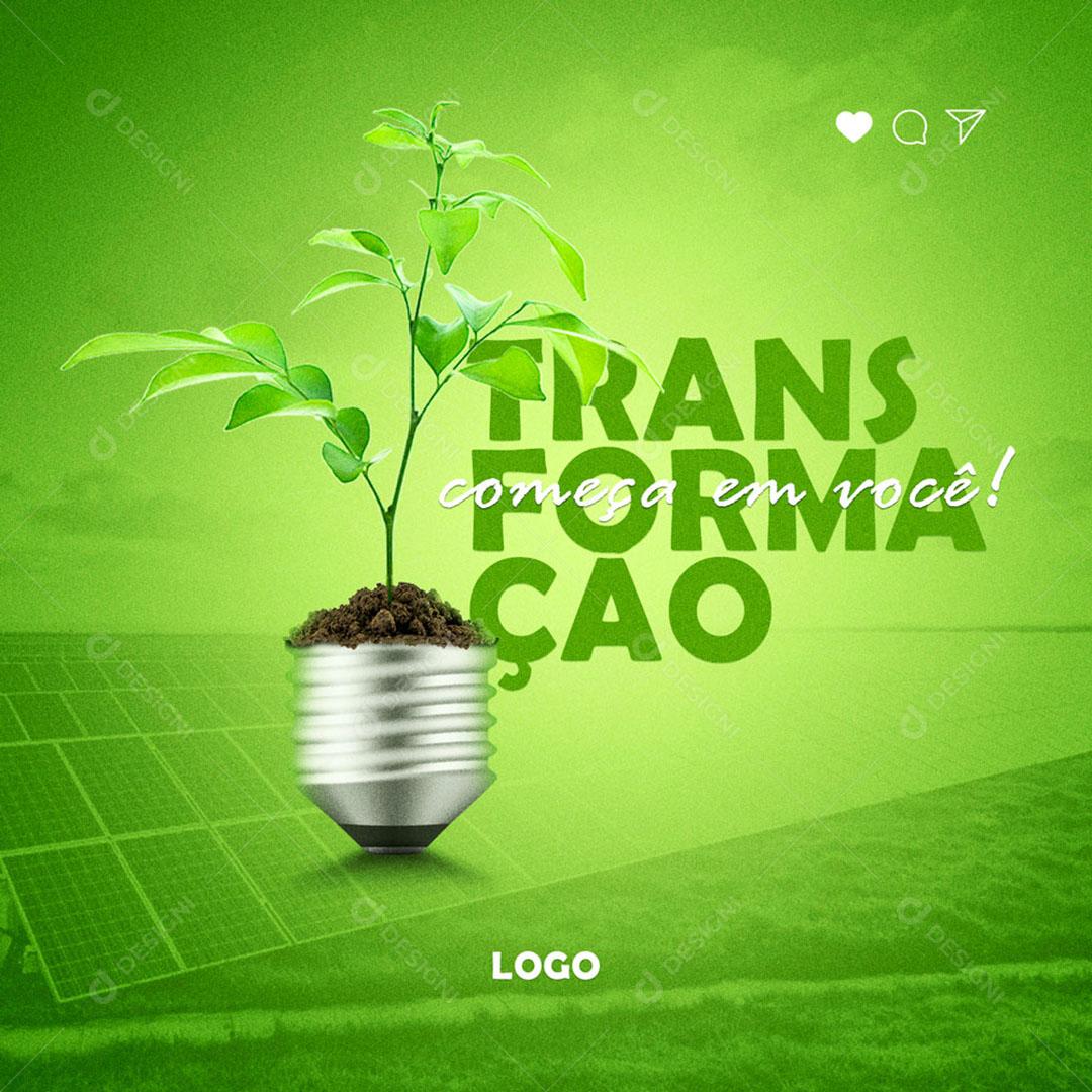 Energia Solar Qualidade Economia Energia Limpa Social Media PSD Editável