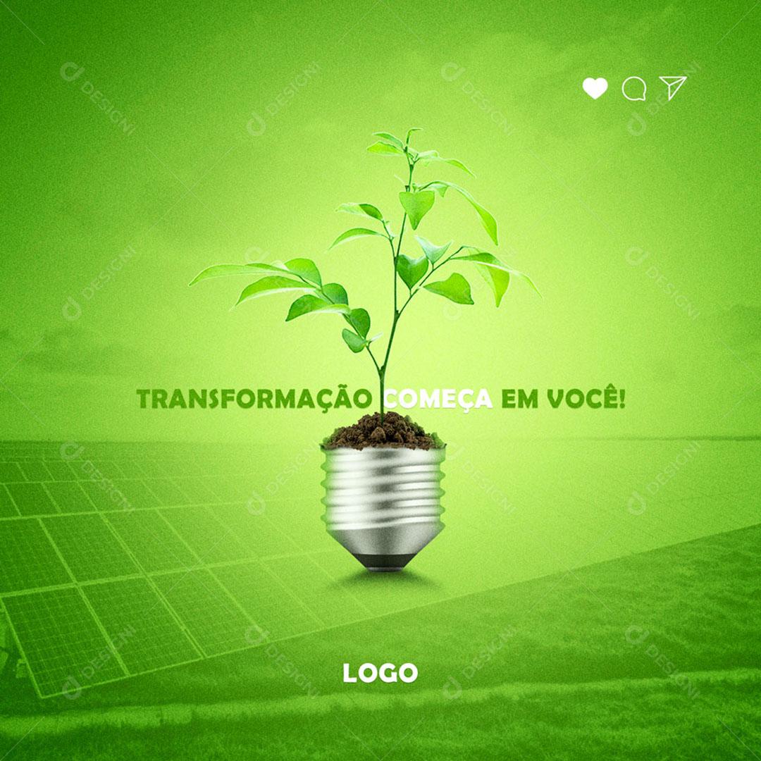 Energia Solar Transformação Começa em Você Social Media PSD Editável