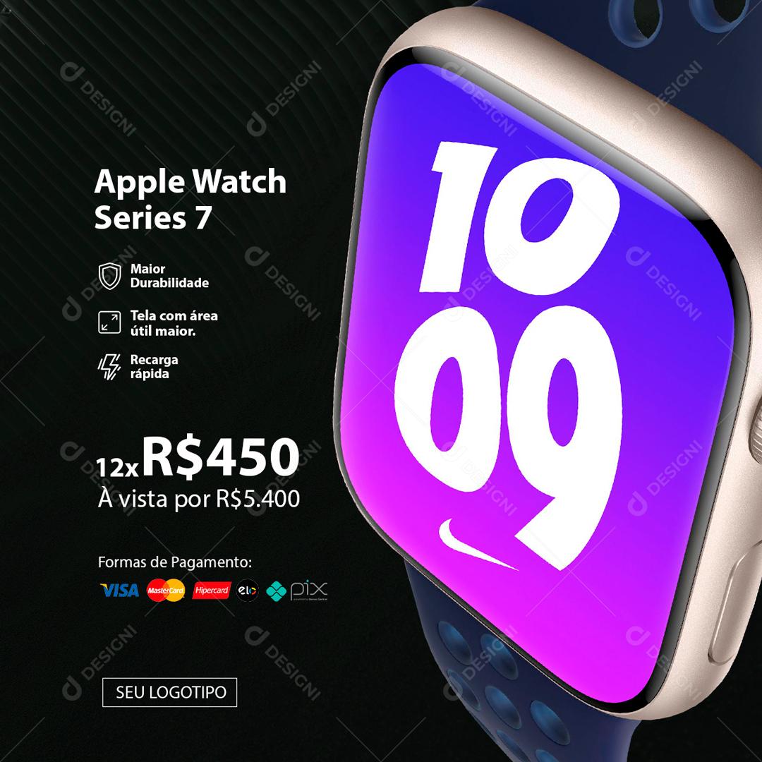 Apple Watch Em Até 12x Sem Juros Social Media PSD Editável