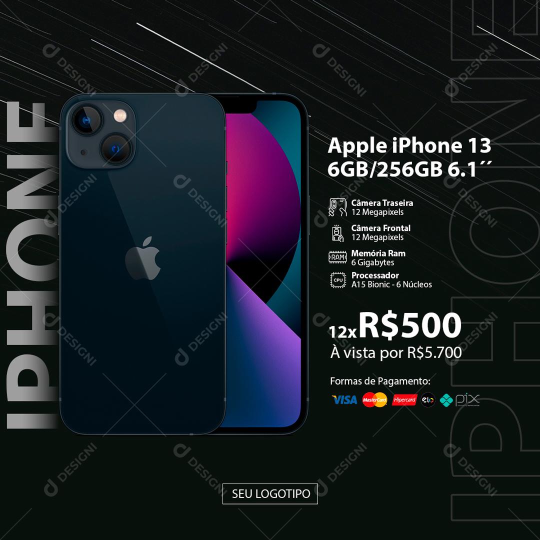 Celular Iphone 13 Promoção Parcelado Em Até 12x Social Media PSD Editável