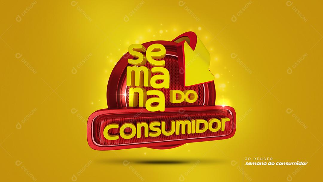 Selo 3D Semana Do Consumidor Amarelo E Vermelho Para Composição PSD