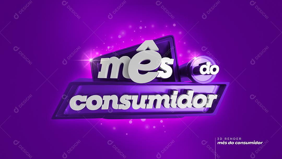 Selo 3D Mês do Consumidor Roxo Para Composição PSD