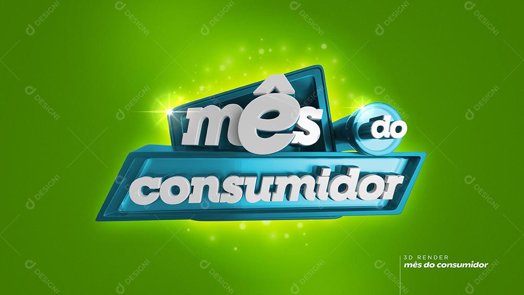 Selo 3D Mês do Consumidor Azul E Verde Para Composição PSD