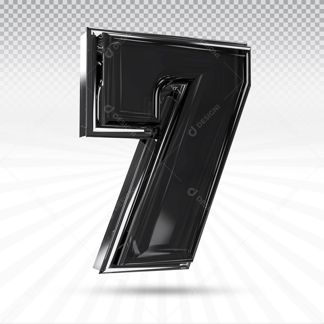 Elemento 3D Número 7 Preto Para Composição PSD