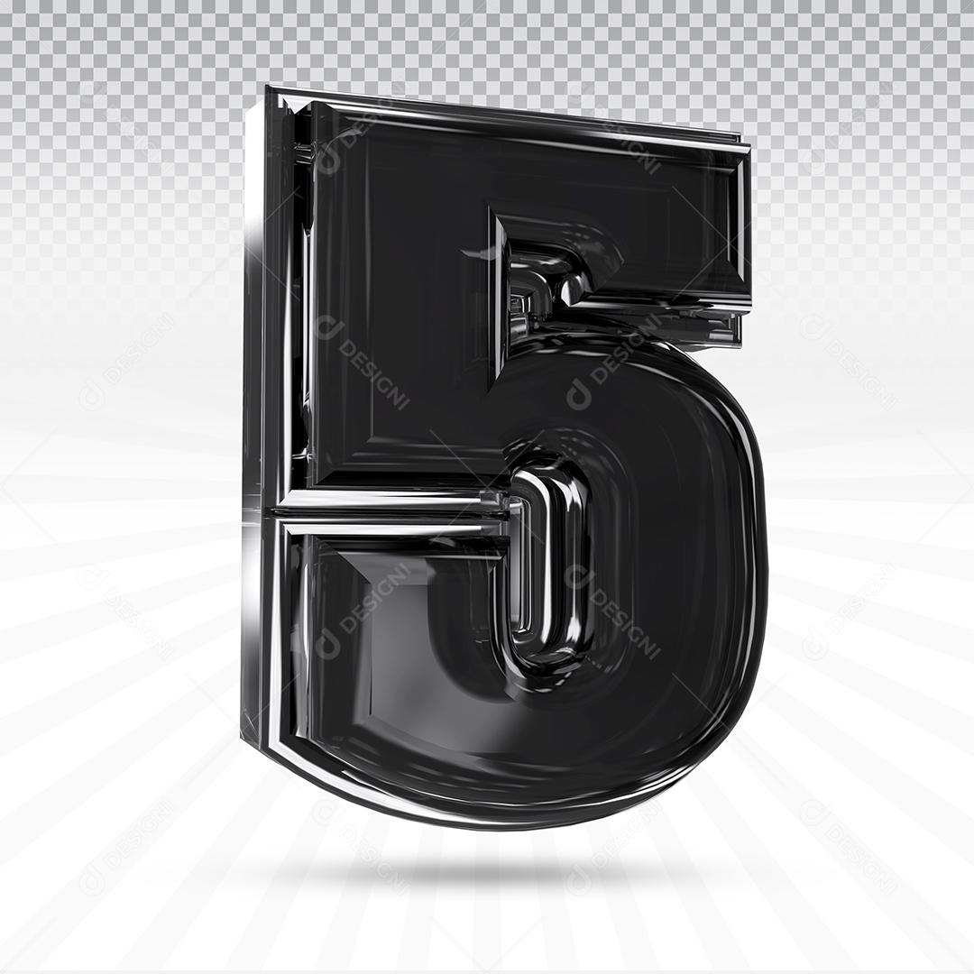 Elemento 3D Número 5 Preto Para Composição PSD