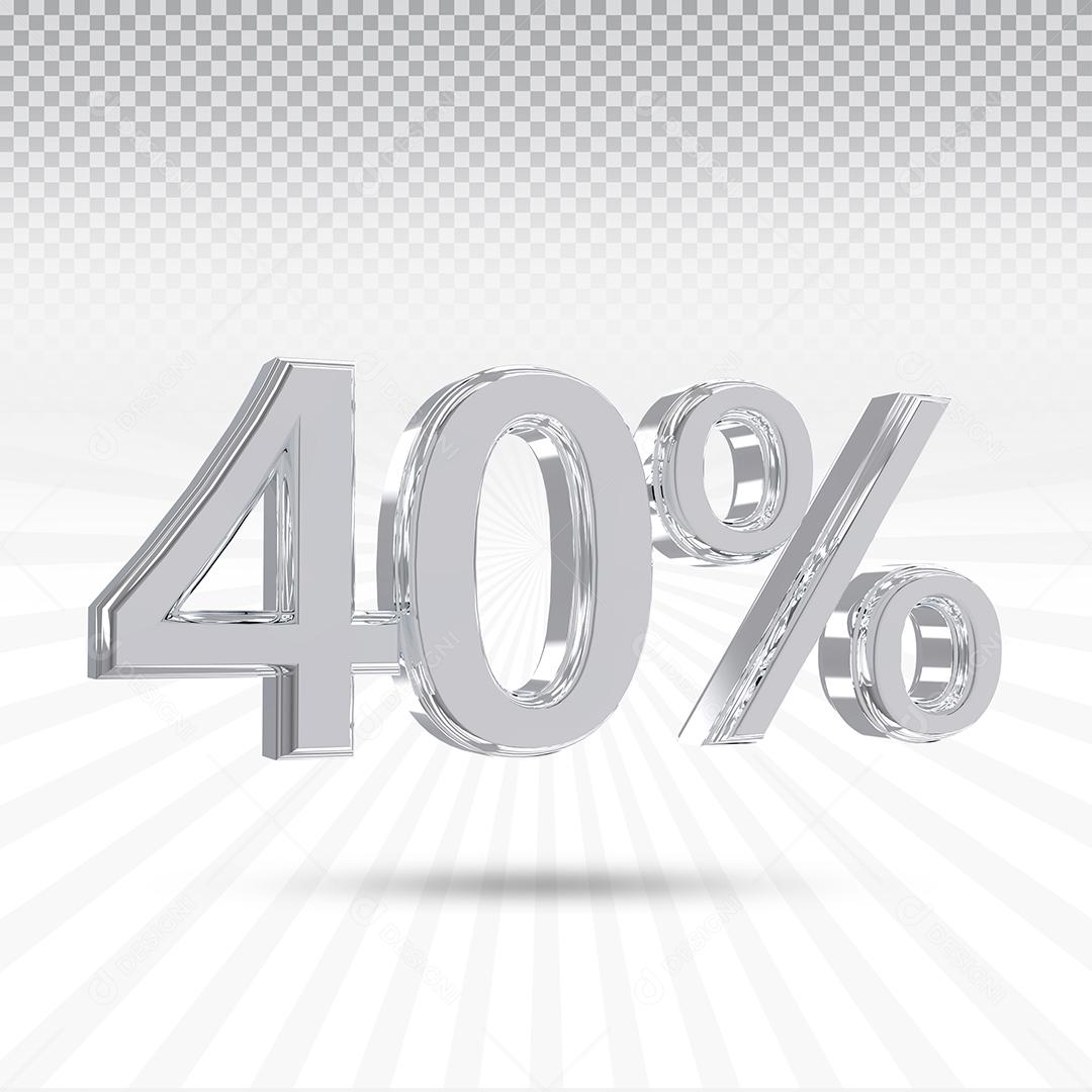 Elemento 3D 40% Prata Para Composição PSD