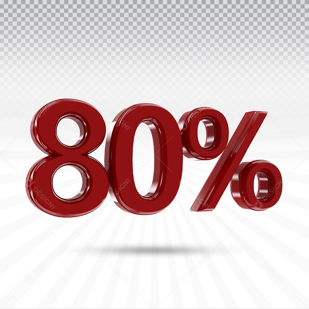 Elemento 3D 80% Vermelho Para Composição PSD