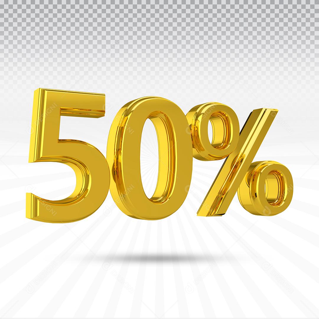 Elemento 3D 50% Dourado Para Composição PSD