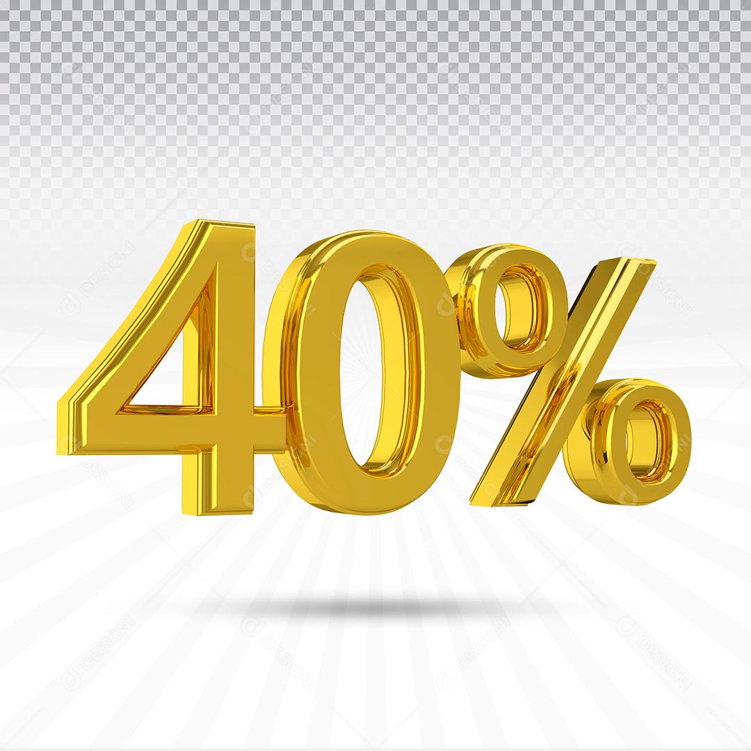 Elemento 3D 40% Dourado Para Composição PSD