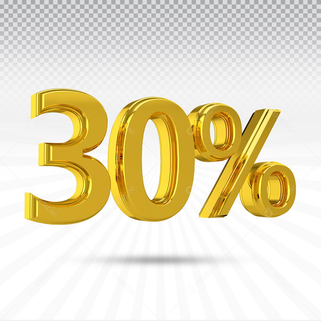 Elemento 3D 30% Dourado Para Composição PSD