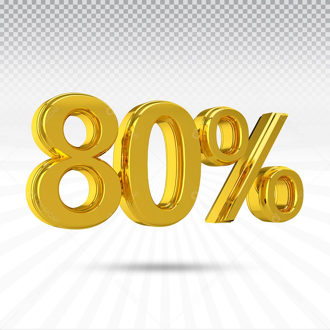 Elemento 3D 80% Vermelho Para Composição PSD