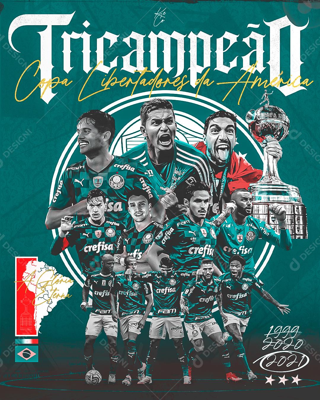 Social Media Copa Libertadores Da América Tricampeão Palmeiras PSD Editável