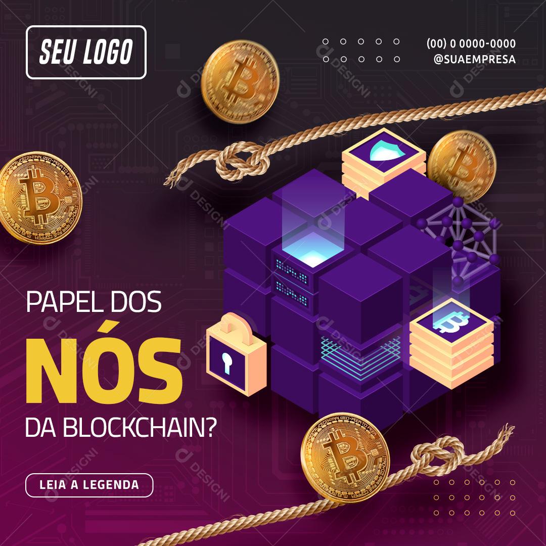 Social Media Papel dos nós da blockchain Investimento PSD Editável
