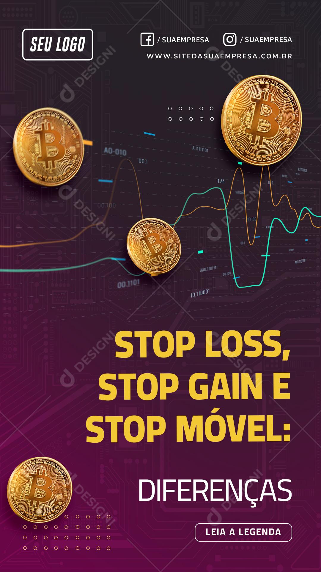 Investimento Stop Loss stop gain e móvel diferenças Social Media PSD Editável