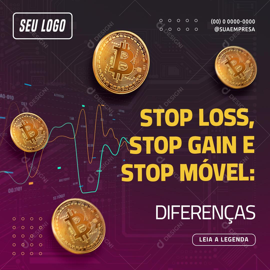 Social Media Stop Loss stop gain e móvel diferenças Investimento PSD Editável