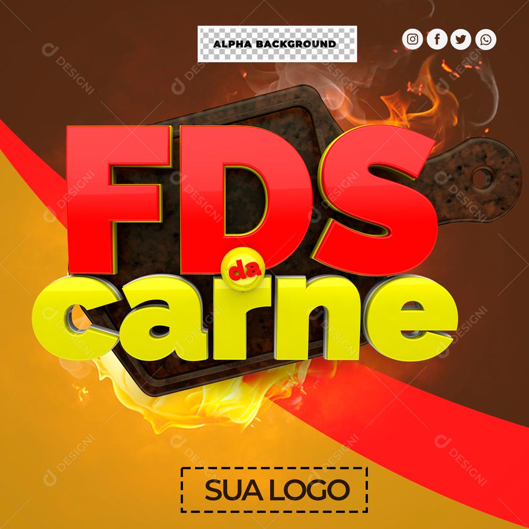 3D Stamp Composition FDS Da Carne Social Media Editable PSD