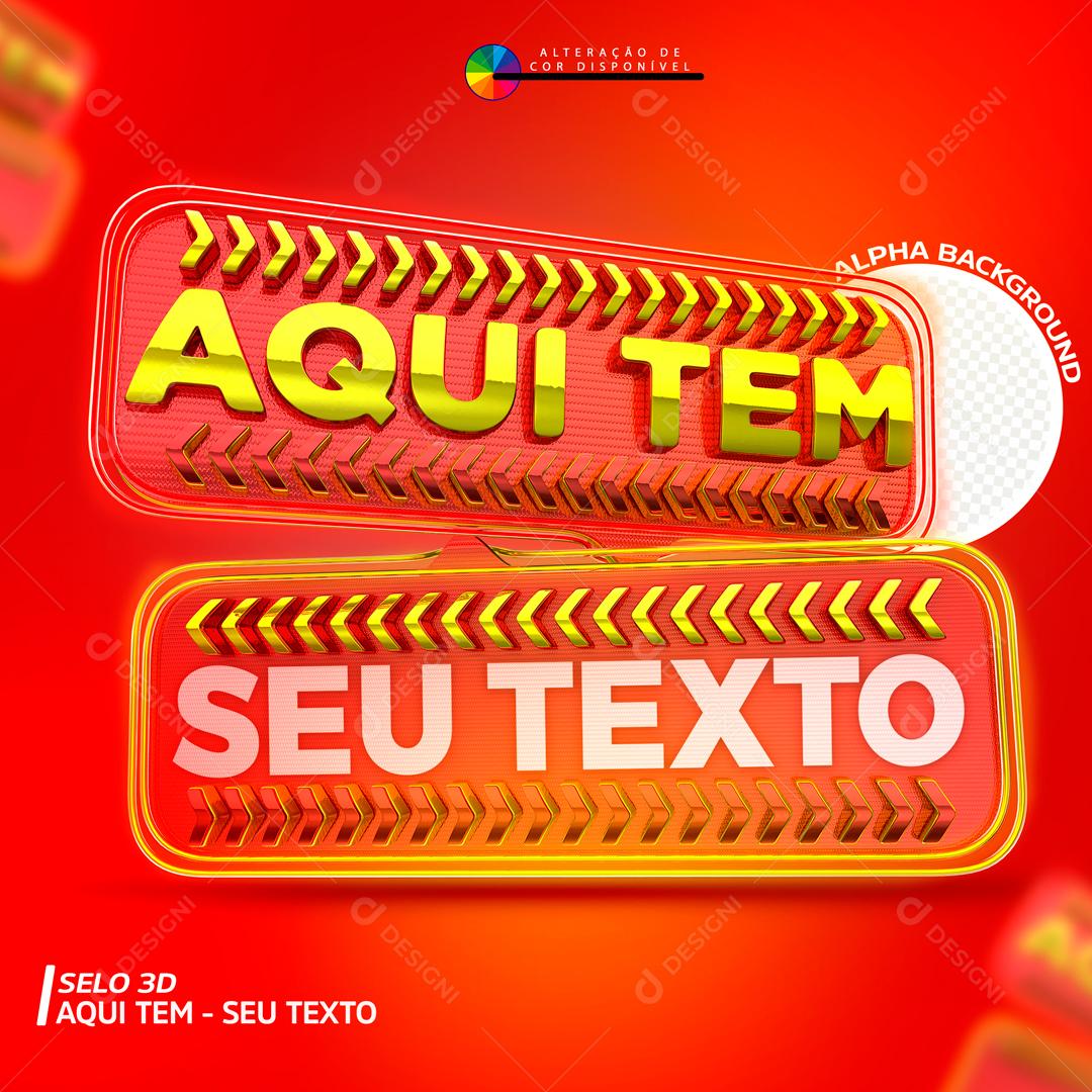 Selo 3D Para Composição Aqui Tem Seu Texto PSD Editável