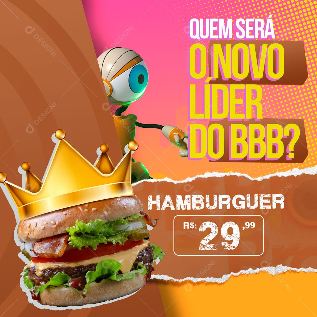 Post Hambúrguer Hambúrgueria BBB Big Brother Social Media PSD Editável