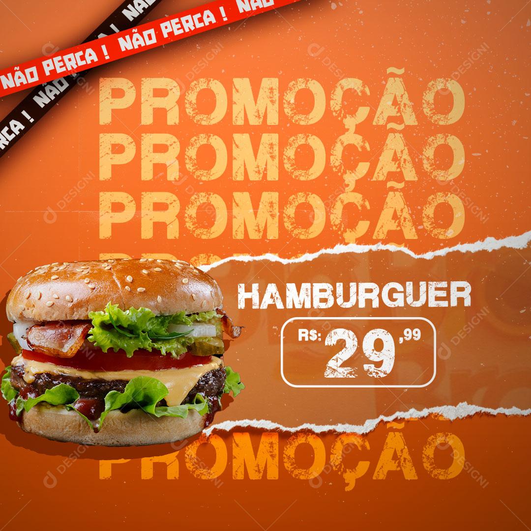 Social Media Promoção Hamburguer Hambúrgueria PSD Editável