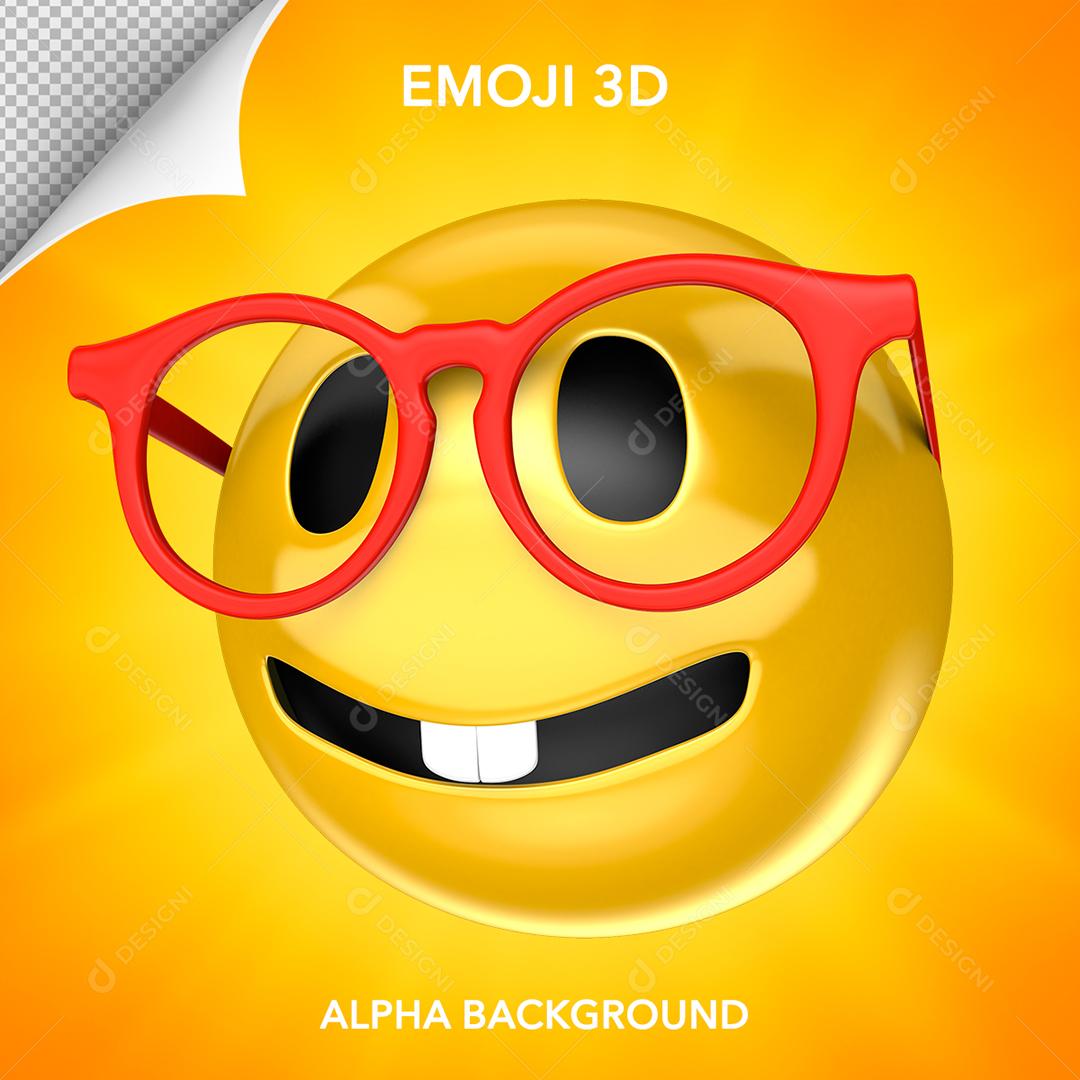 Emoji 3D Com Cara De Nerd Elemento Para Composição PSD