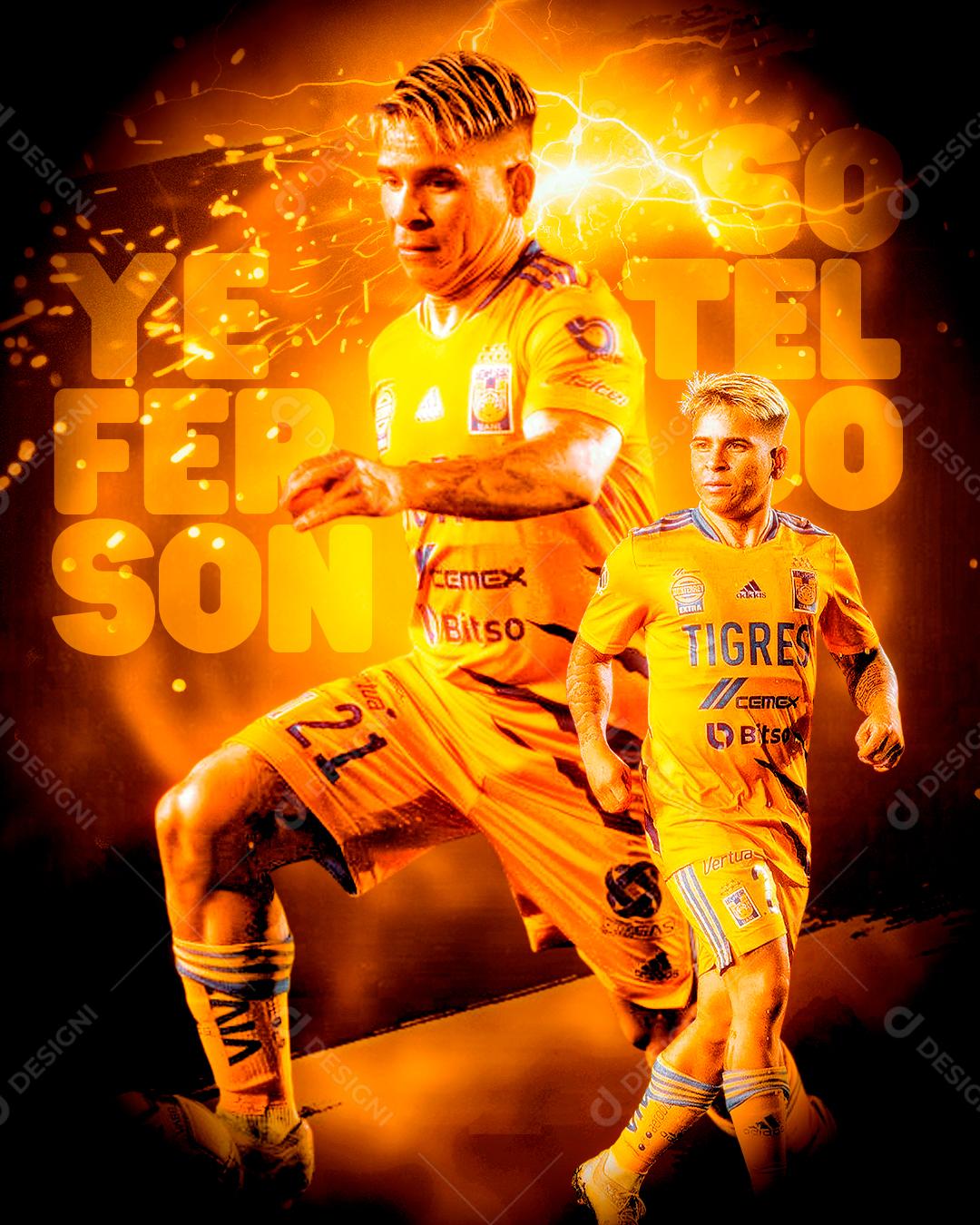 Flyer Jogador De Futebol Yeferson Sotelo Social Media PSD Editável