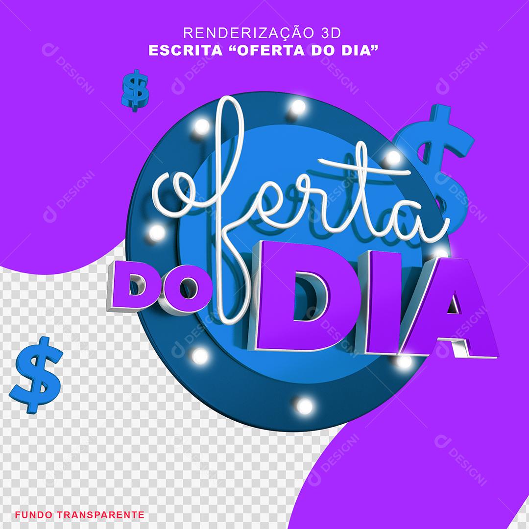 Selo 3D Oferta do Dia Azul Para Composição PSD