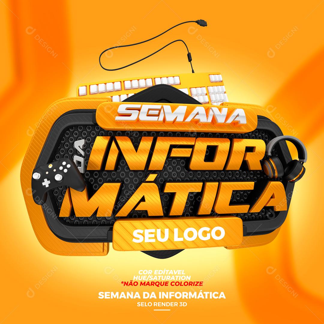 Selo 3D Para Composição Semana Informática Gamer PSD Editável
