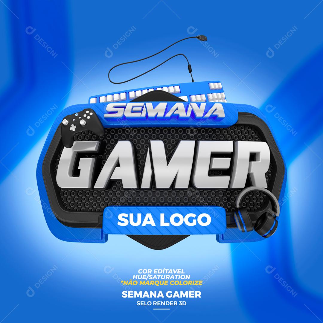Selo 3D Para Composição Semana Gamer Jogos PSD Editável