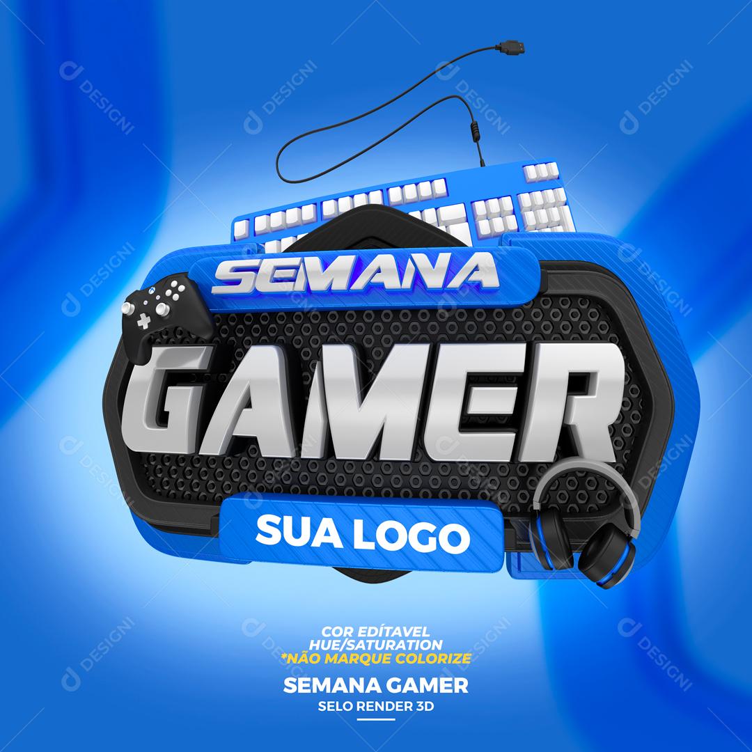 Selo 3D Para Composição Semana Gamer Jogos PSD Editável