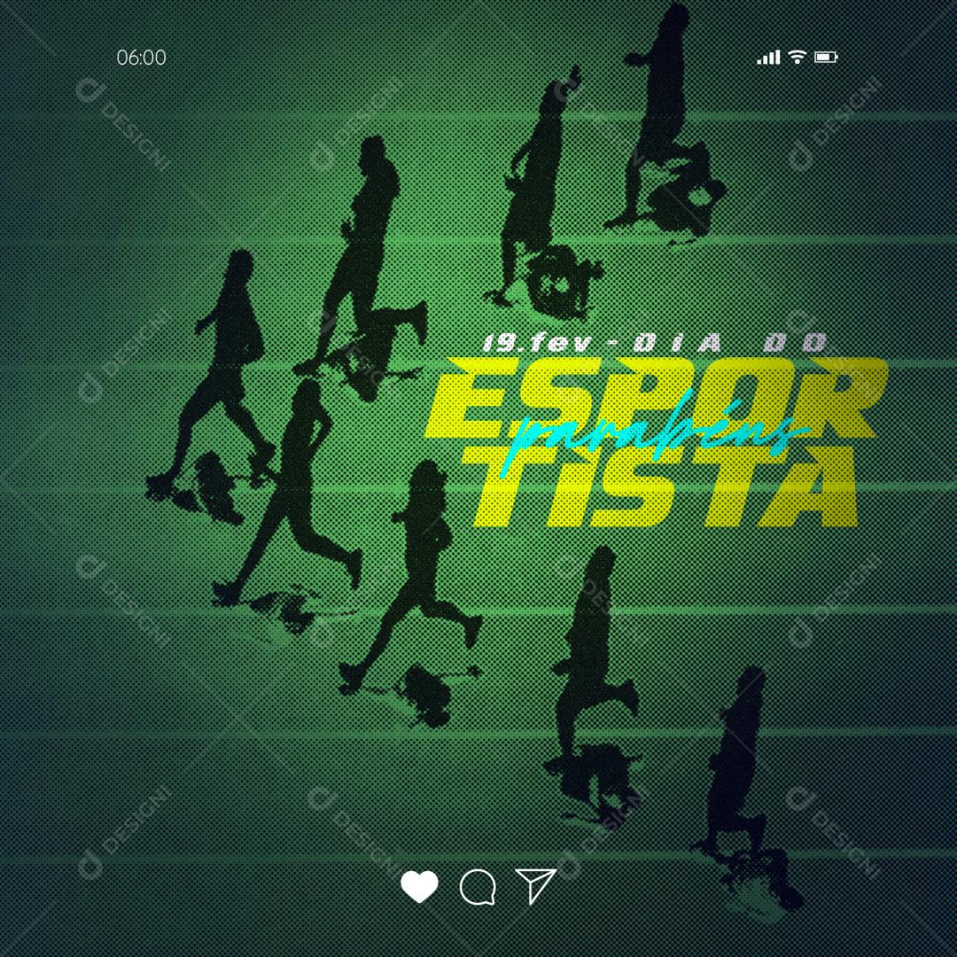 Social Media 19 De Fevereiro Dia do Esportista Parabéns PSD Editável