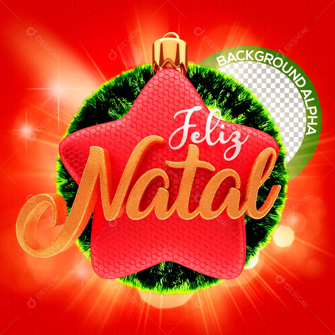 Selo 3D Para Composição Feliz Natal Estrela PSD Editável
