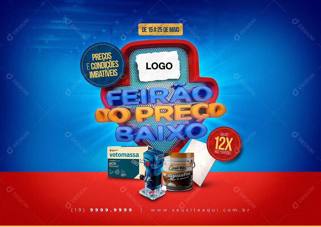 Social Media Feirão Do Preço Baixo Contrução PSD Editável