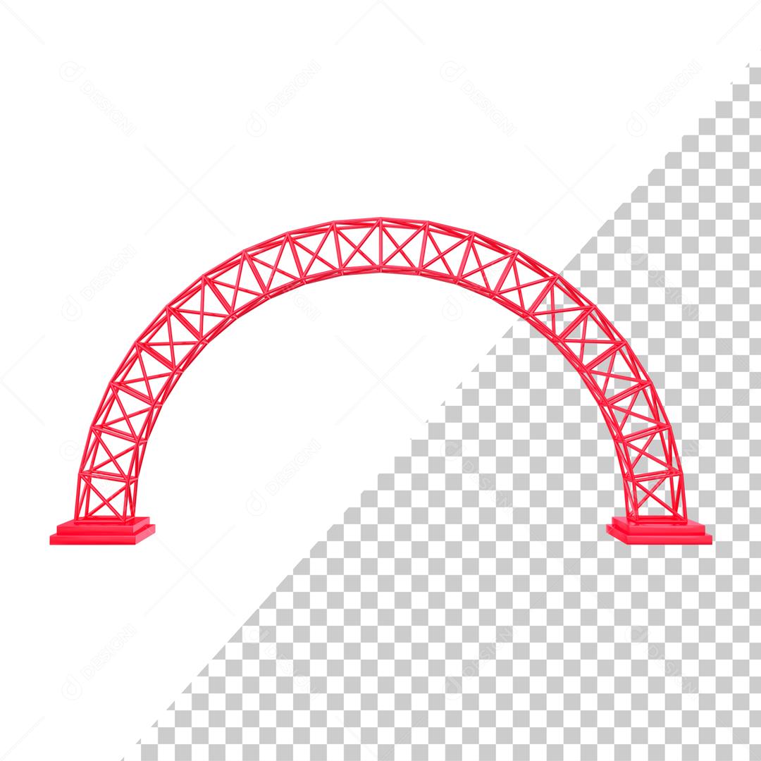 3D Element For Composition Red Iron Grid Editable PSD