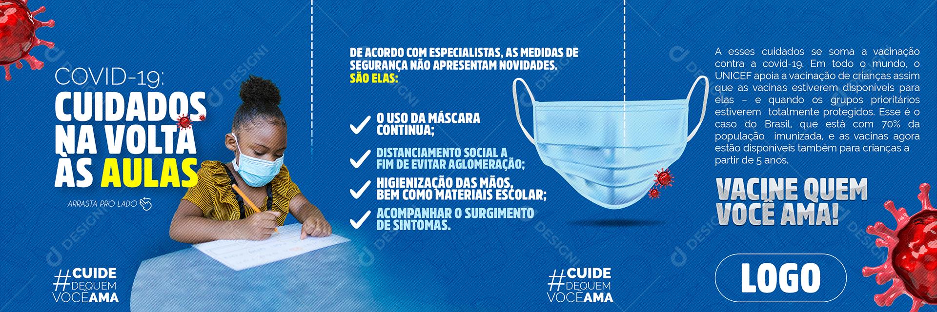 Social Media Covid-19 Cuidados na volta às aulas PSD Editável