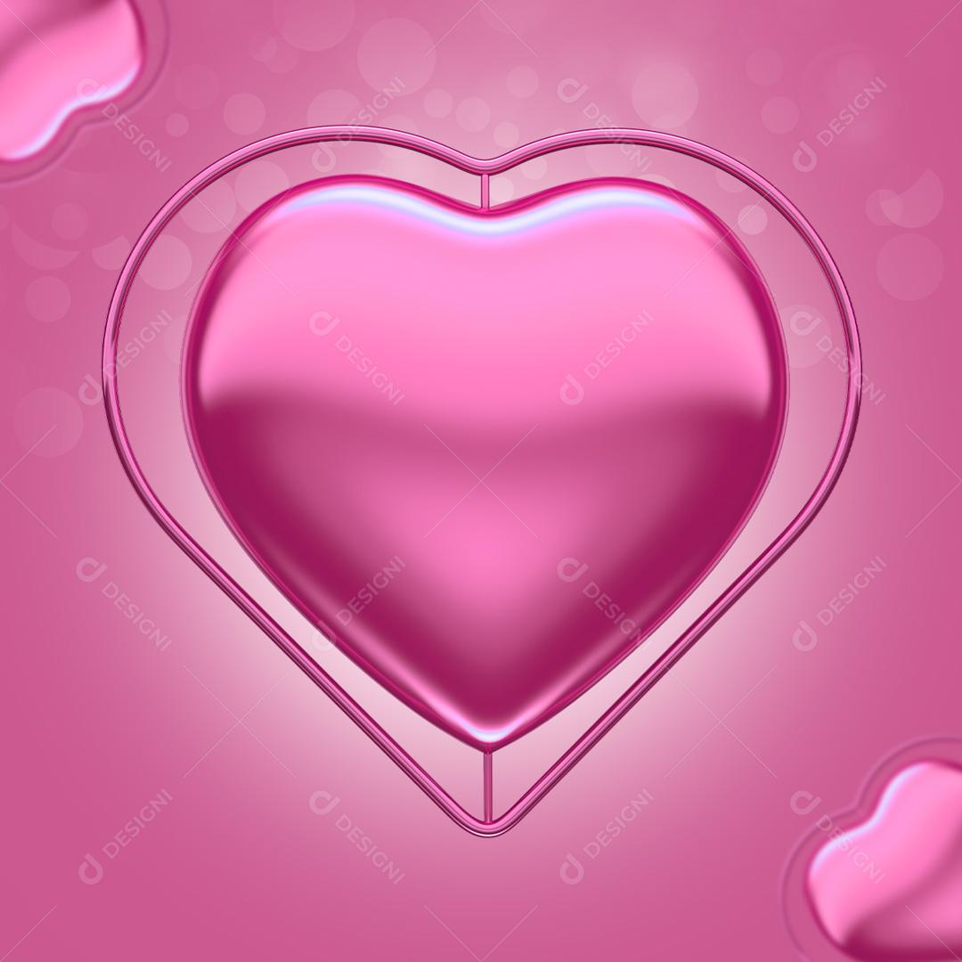 Selo 3D Para Composição Coração Com Numero 8 PSD Editável