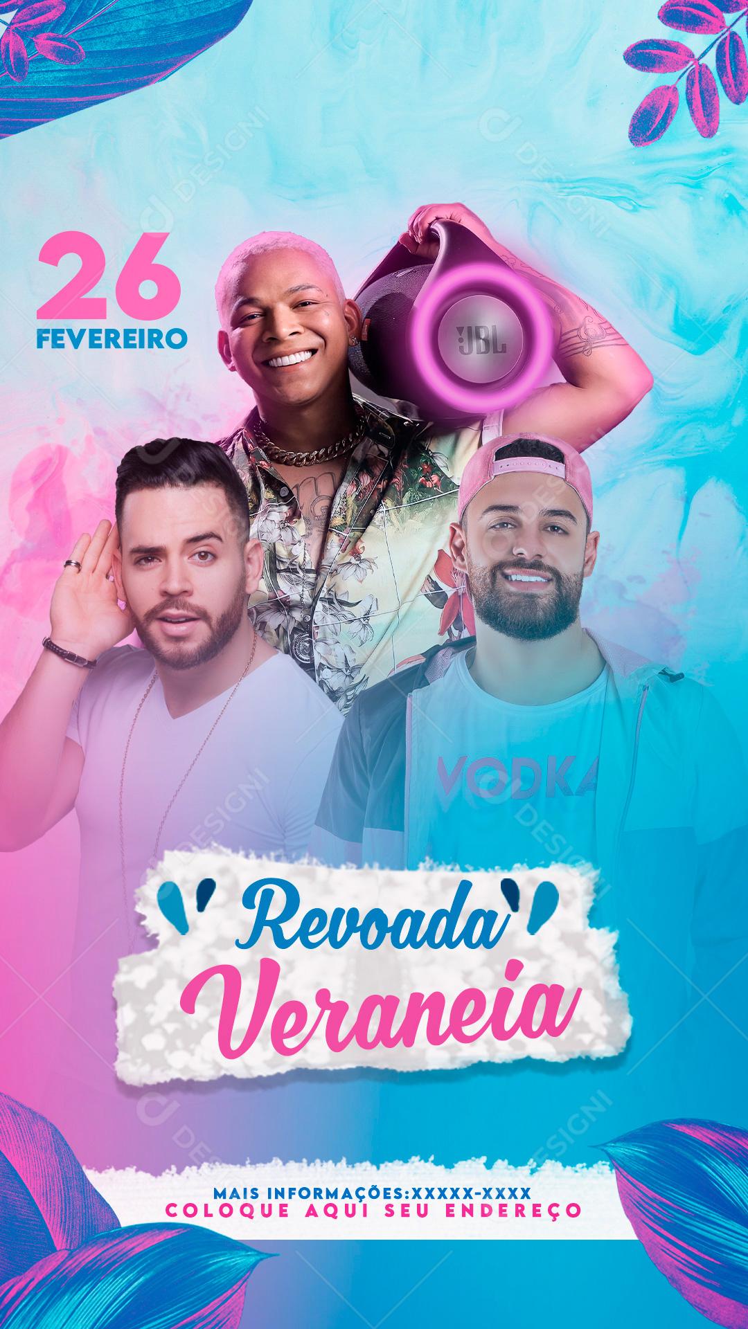 Flyer Revoada Veraneia 26 De Fevereiro Social Media PSD Editável