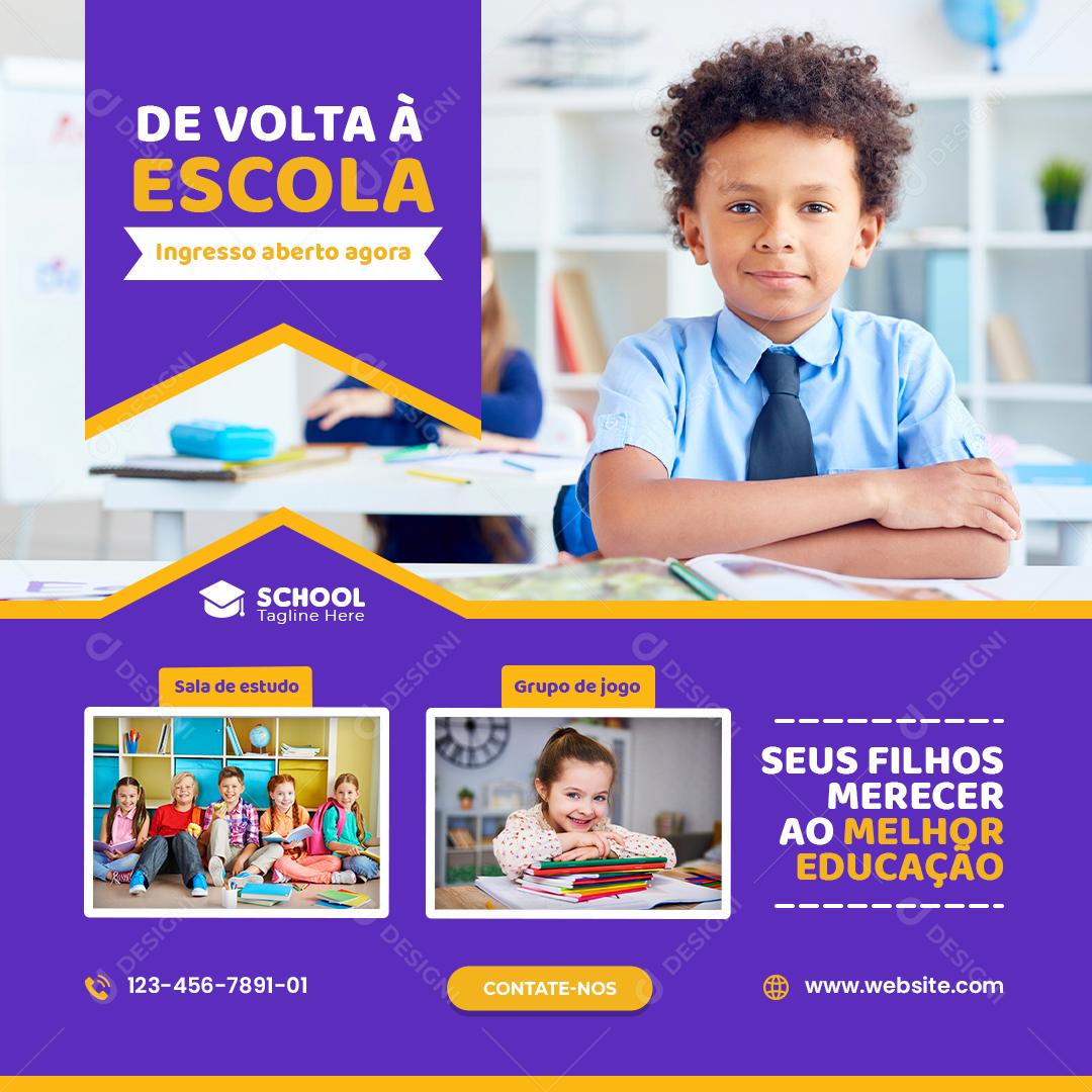 Social Media De volta à escola ingresso aberto agora Volta Ás Aulas PSD Editável