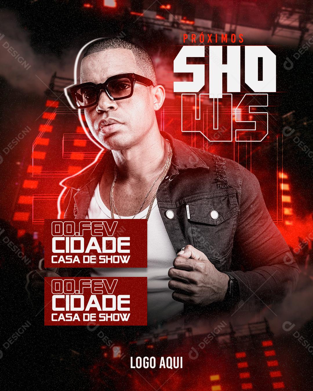 Social Media Próximos Show Cantor PSD Editável