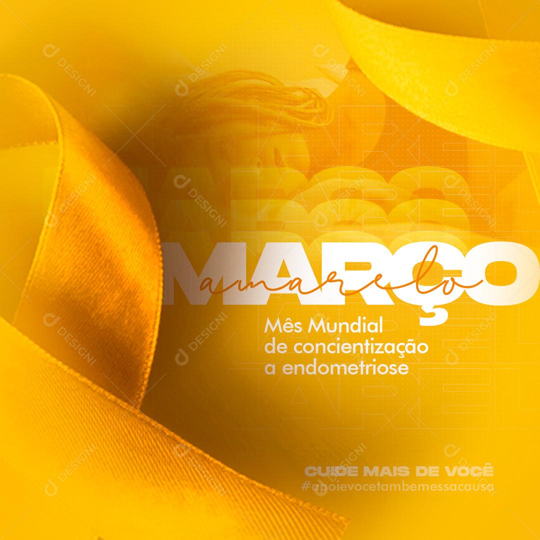Social Media Março Amarelo mês mundial da concientezação PSD Editável
