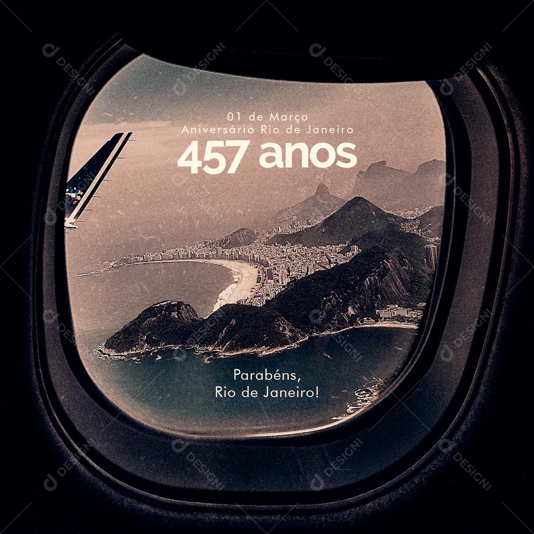 Social Media Aniversário Do Rio De Janeiro 457 Anos Parabéns PSD Editável