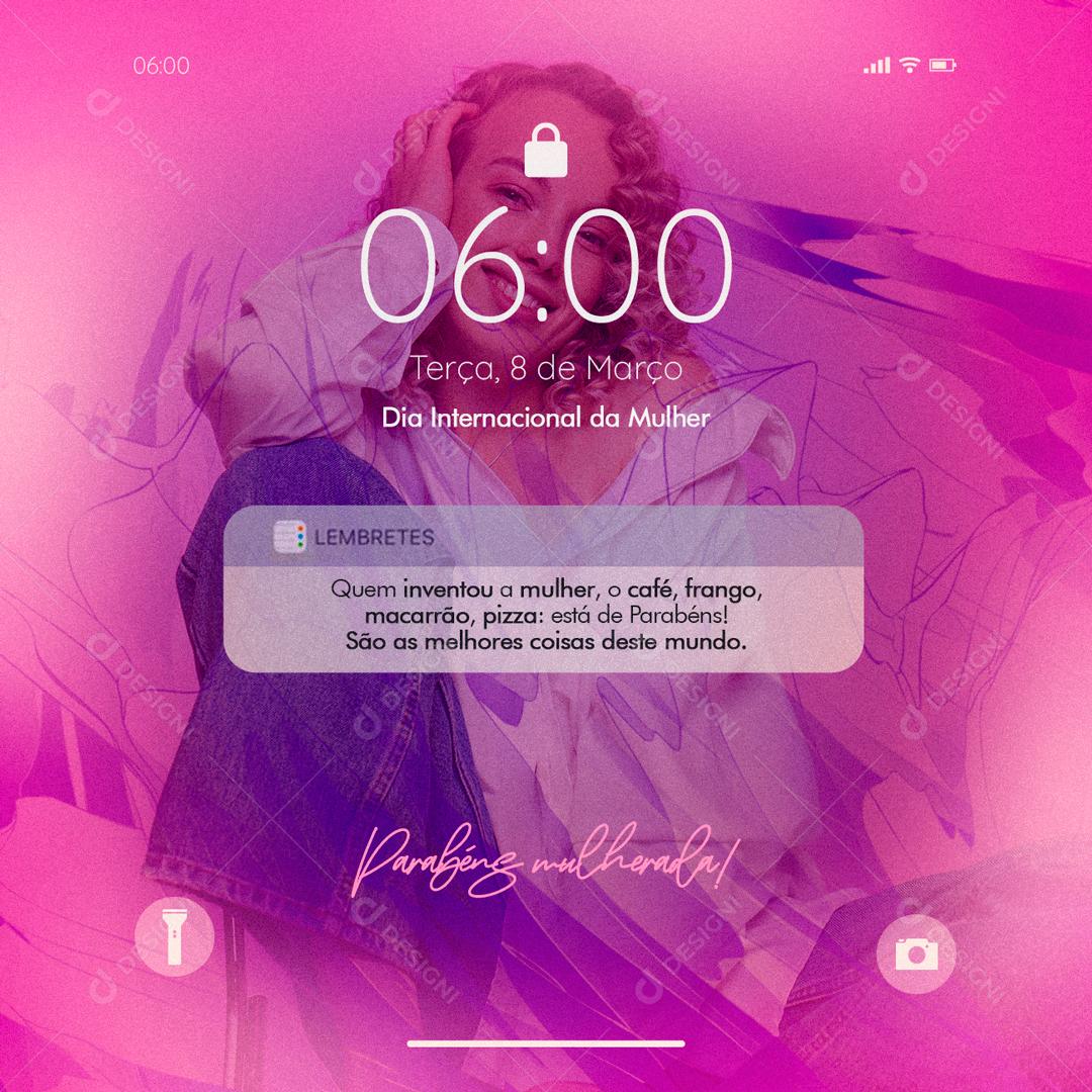 Social Media Quem inventou a mulher café e frango São Os Melhores Dia Da Mulher PSD Editável
