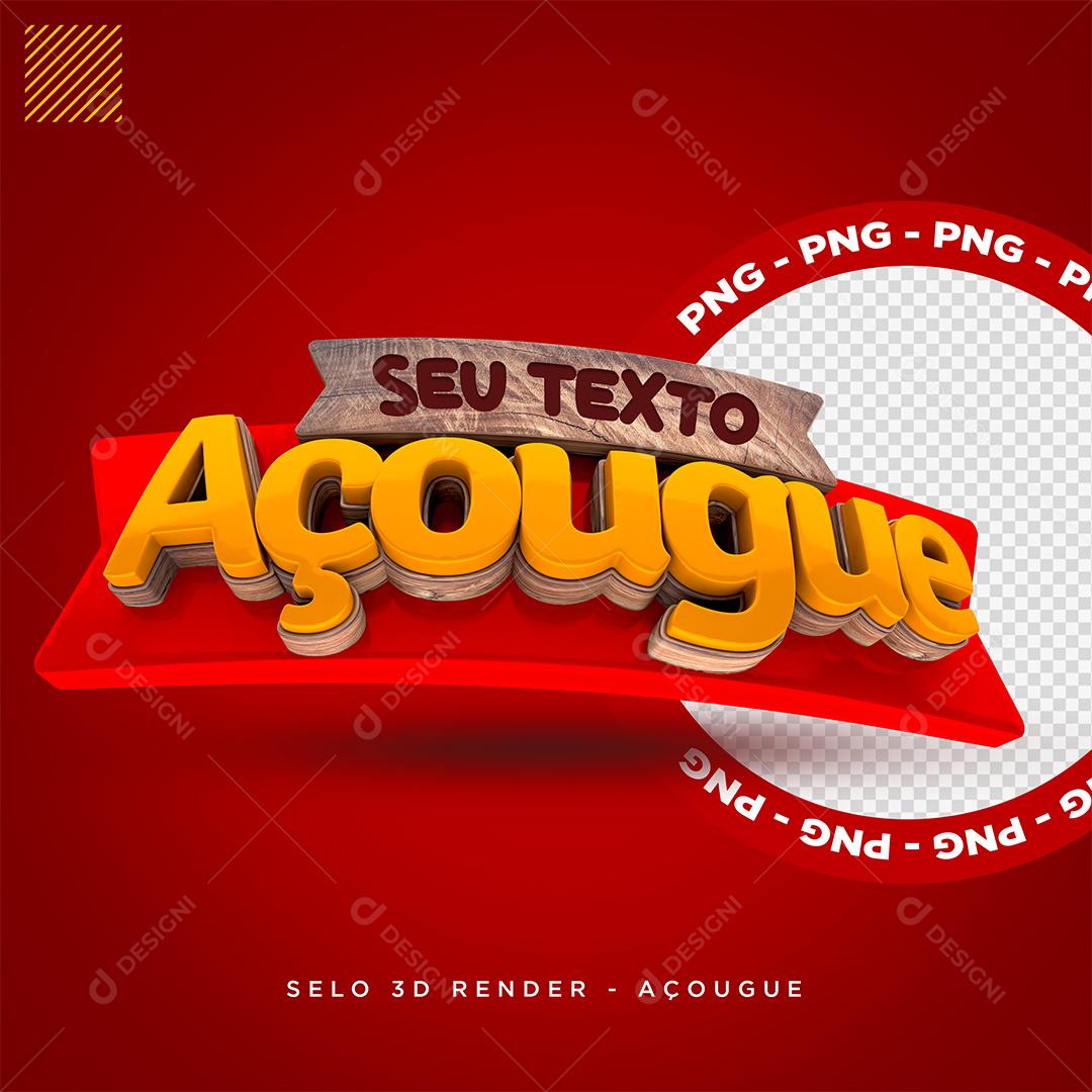 Selo 3D Açougue Para Composição PSD