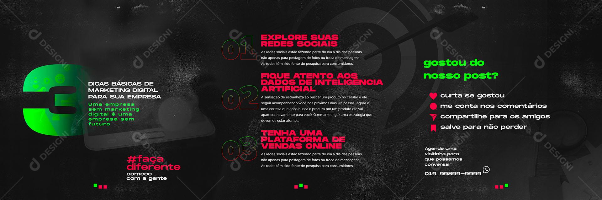 Social Media Agências Dica básicas de Marketing Digital para sua empresa Carrossel PSD Editável