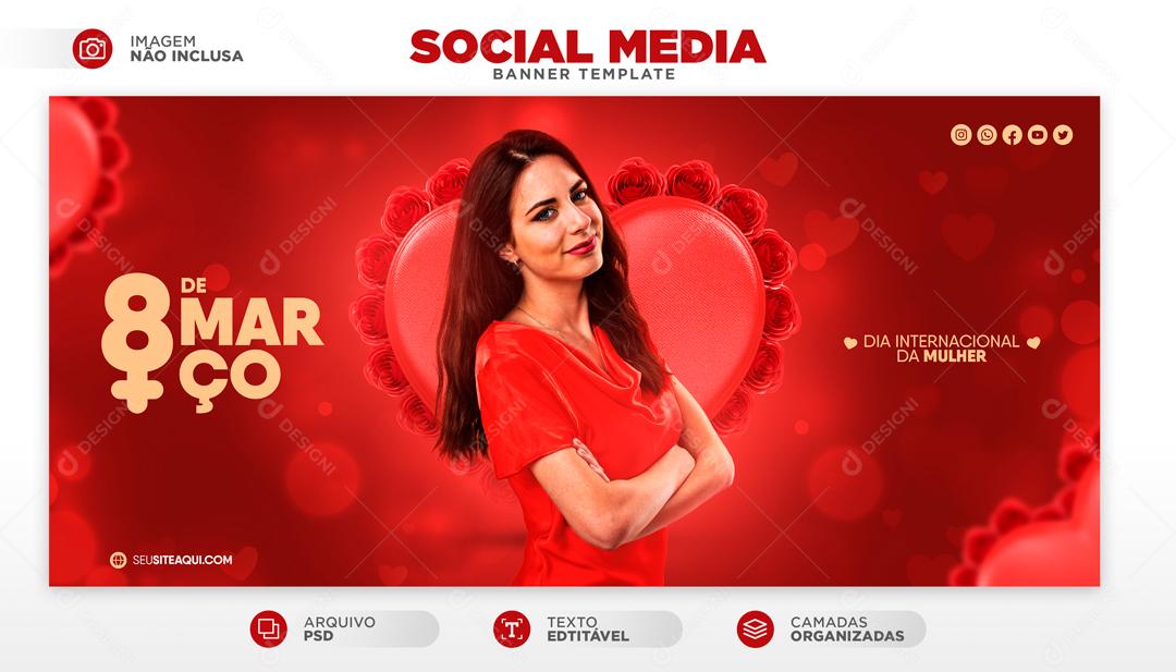 Selo 3D Para Composição 8 De Março Dia Internacional Da Mulher PSD Editável