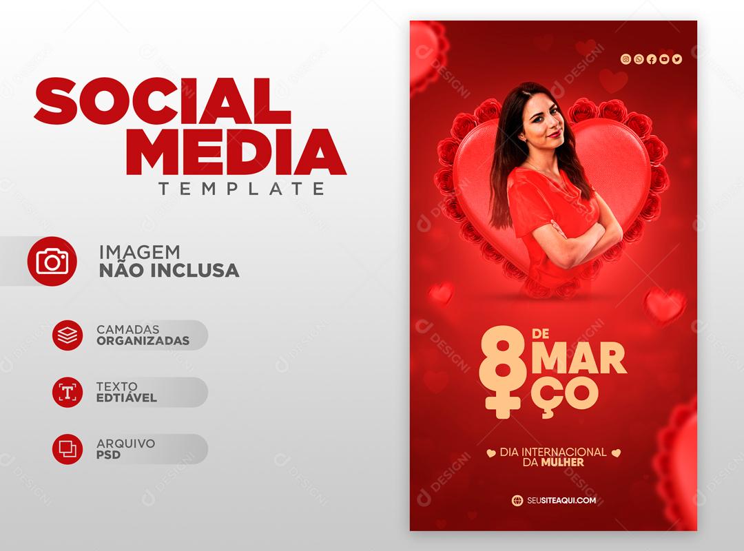 8 De Março Dia Internacional Da Mulher  Social Media PSD Editável