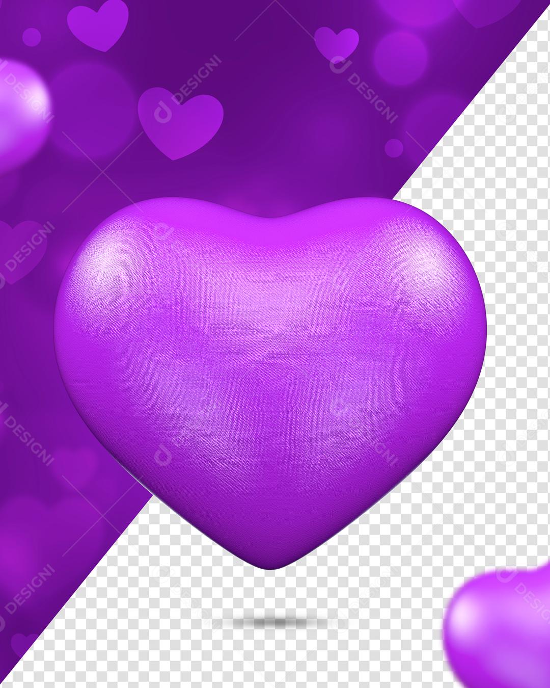 Elemento 3D Para Composição Coração Com Laço Amarelo PSD Editável