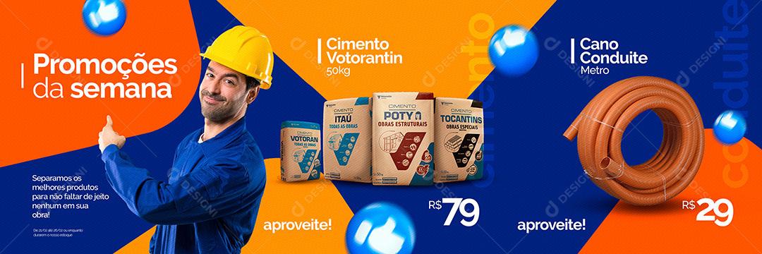 Social Media Casa de Materiais de Construção Promoções da semana Carrossel PSD Editável