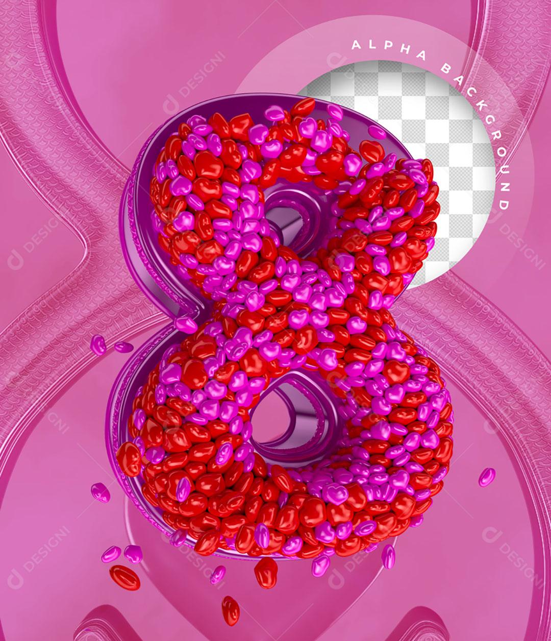 Elemento 3D 8 Do Dia Da Mulher Para Composição PSD