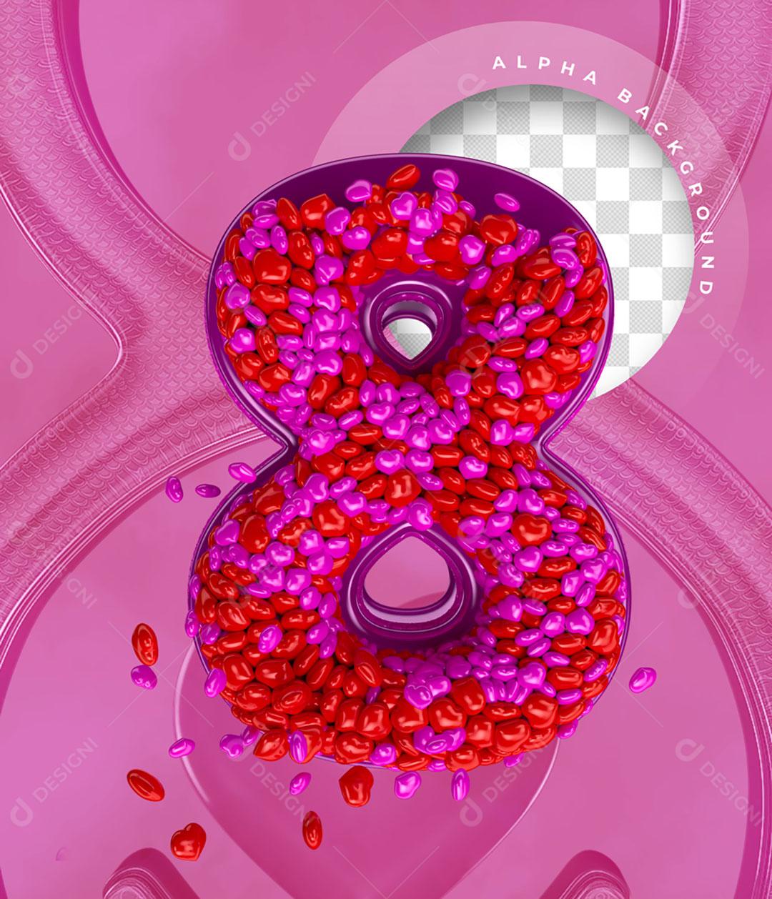 8 Do Dia Da Mulher Elemento 3D Para Composição PSD